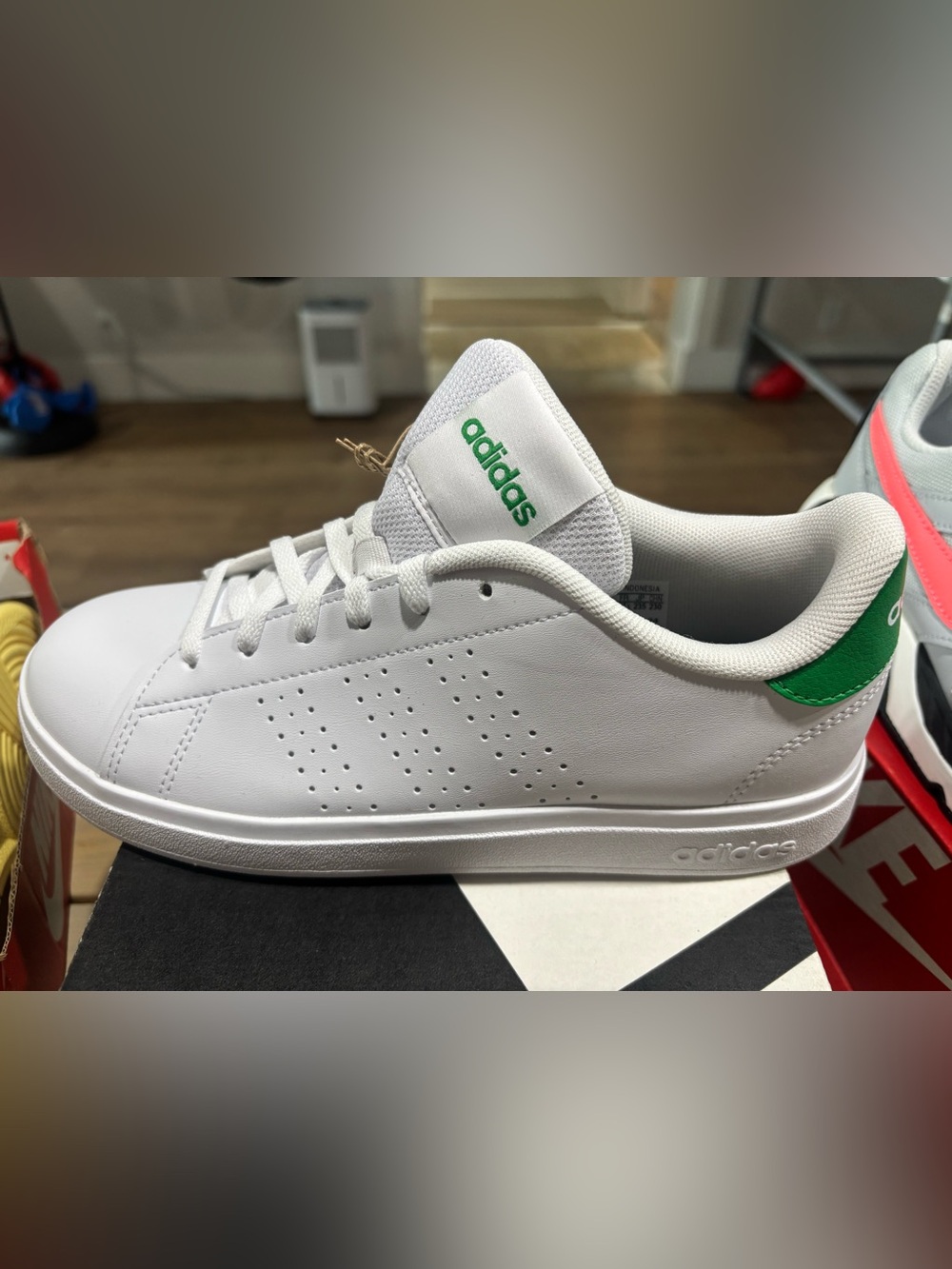 adidas White Sneakers with Green Accents - Kids